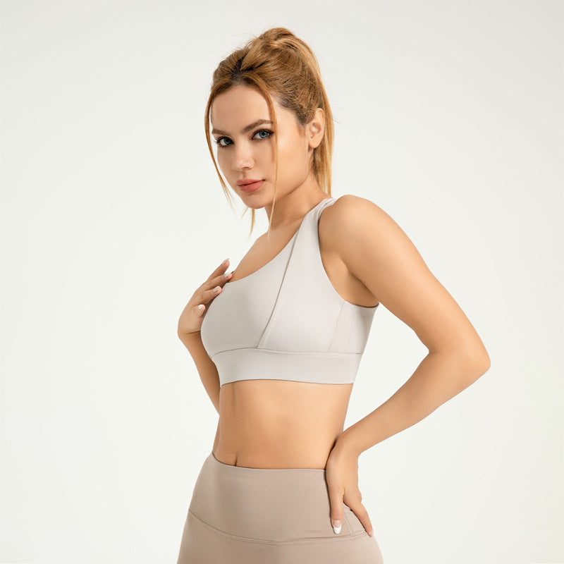 Double-Shoulder Strap High-Strength Shockproof Sports Underwear Double-Layer Fitness Chest-Flattering Yoga Bra LJYMN011