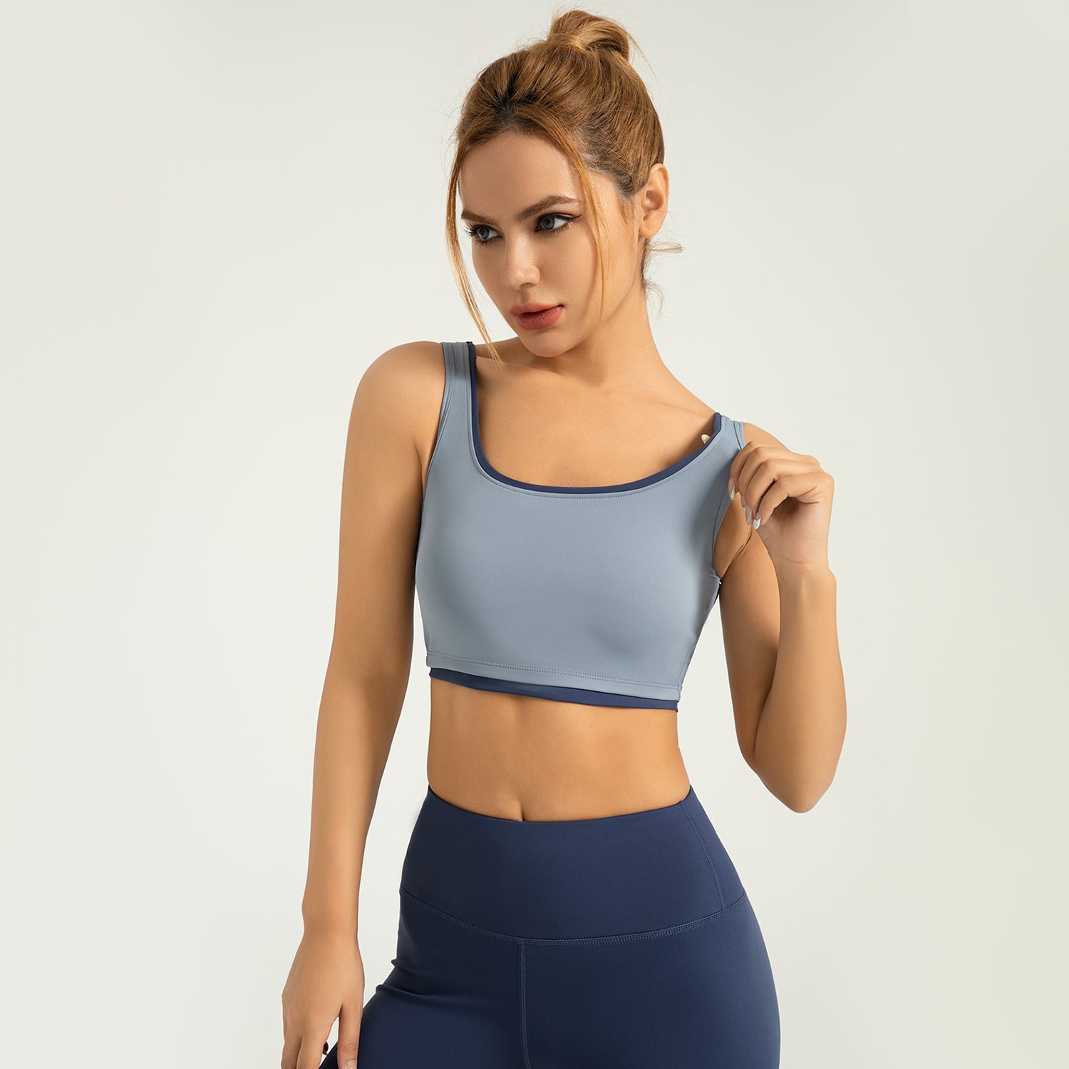 High Elastic Color Matching Trim Sports Vest Wear-Free Bra Breast Holding Shockproof Yoga Vest LJYMN033