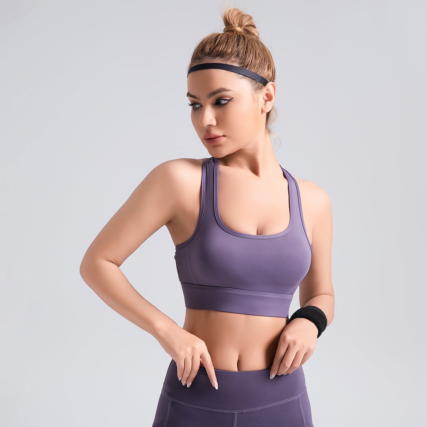 Peach row buckle sports underwear women high strength anti-shock fitness yoga back sports bra LMTWXPK01