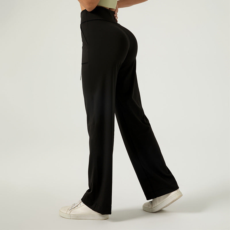 Versatile street shoot sweatpants drawstring loose nude casual trousers high elastic seamless wide leg trousers female LJYMK053