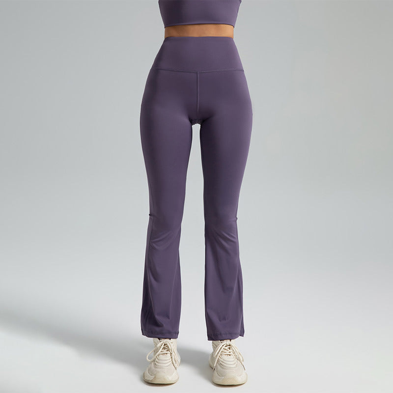 High Waist Hip Lifting Yoga Flared Pants Nude Fitness Seamless Breathable Sports Leggings LJYMK025