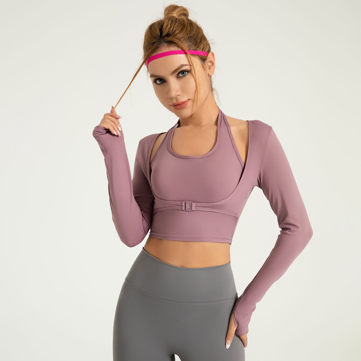 Halter Wear-Free Bra Yoga Clothes Fake Two-Piece Sports Top Seamless Outer Wear Workout Clothes LJYMC015