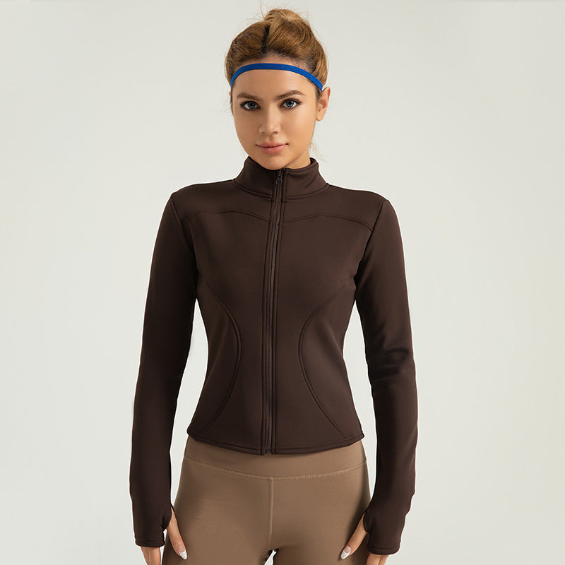 New fall and winter yoga clothing padded and thickened warm fitness clothing casual thin running yoga jacket LJYMW037