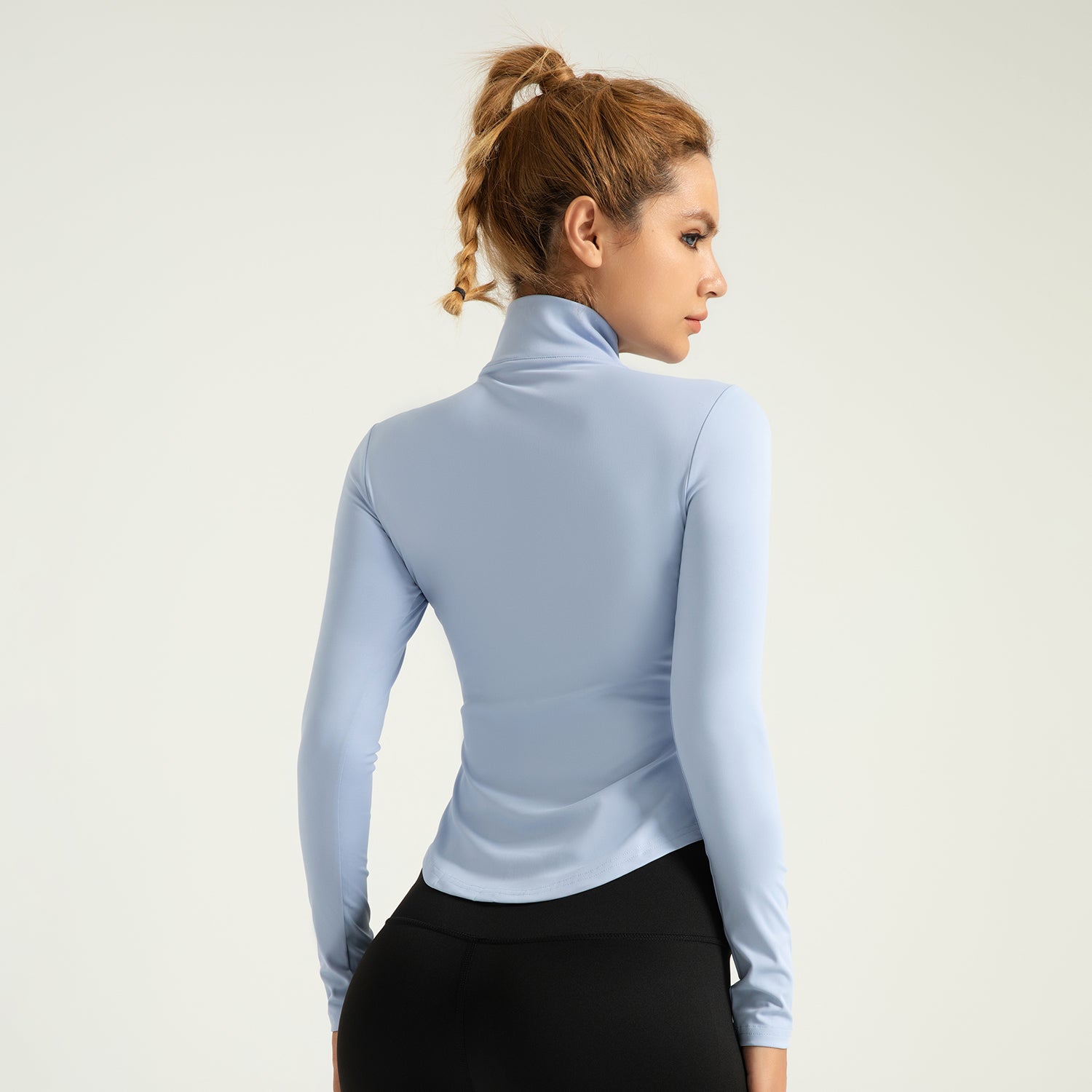 Sun Protection Zipper Yoga Clothes Nude Feel Skin-Friendly Tight Traceless Ventilation Sports Fitness Top Women LJYMC051