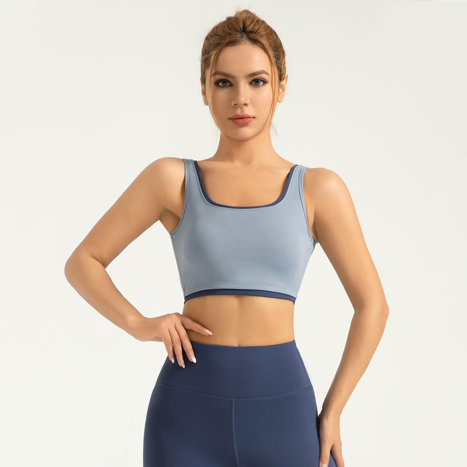 High Elastic Color Matching Trim Sports Vest Wear-Free Bra Breast Holding Shockproof Yoga Vest LJYMN033