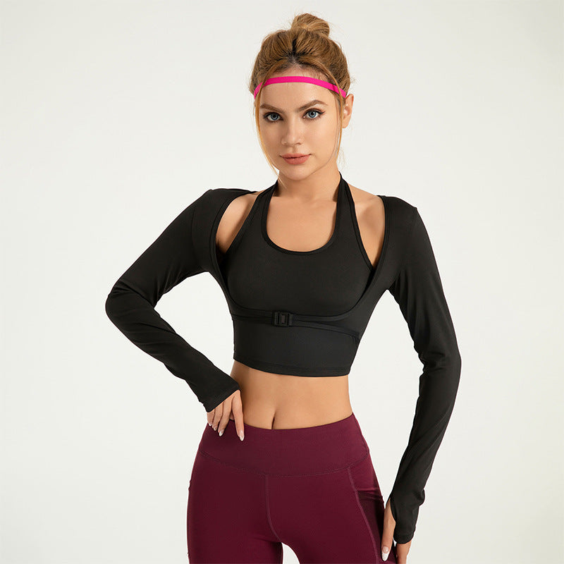 Halter Wear-Free Bra Yoga Clothes Fake Two-Piece Sports Top Seamless Outer Wear Workout Clothes LJYMC015