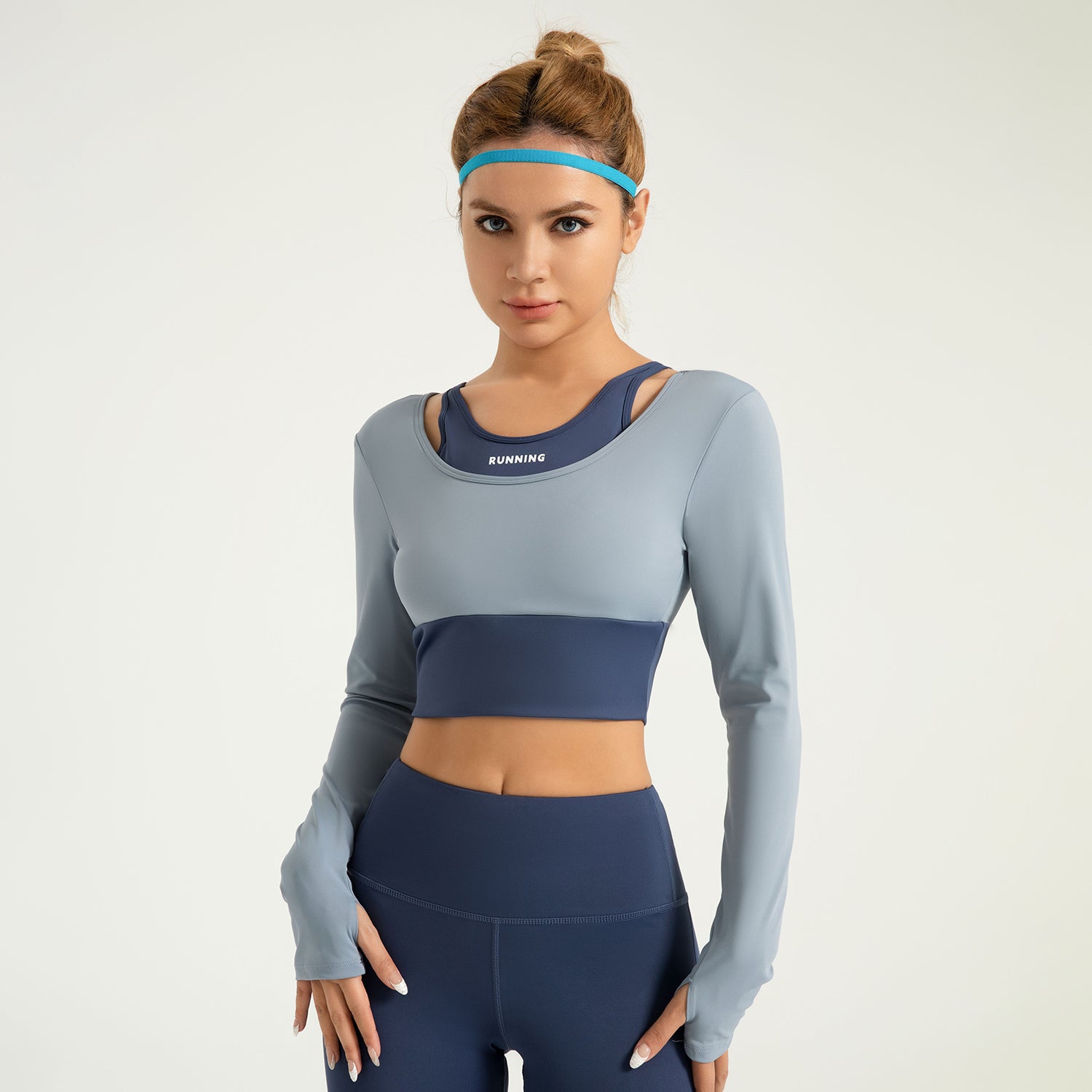 New Slim Fit Sports Workout Clothes Shockproof Assorted Colors False-Two-Piece Wear-Free Bra Yoga Clothes LJYMC024