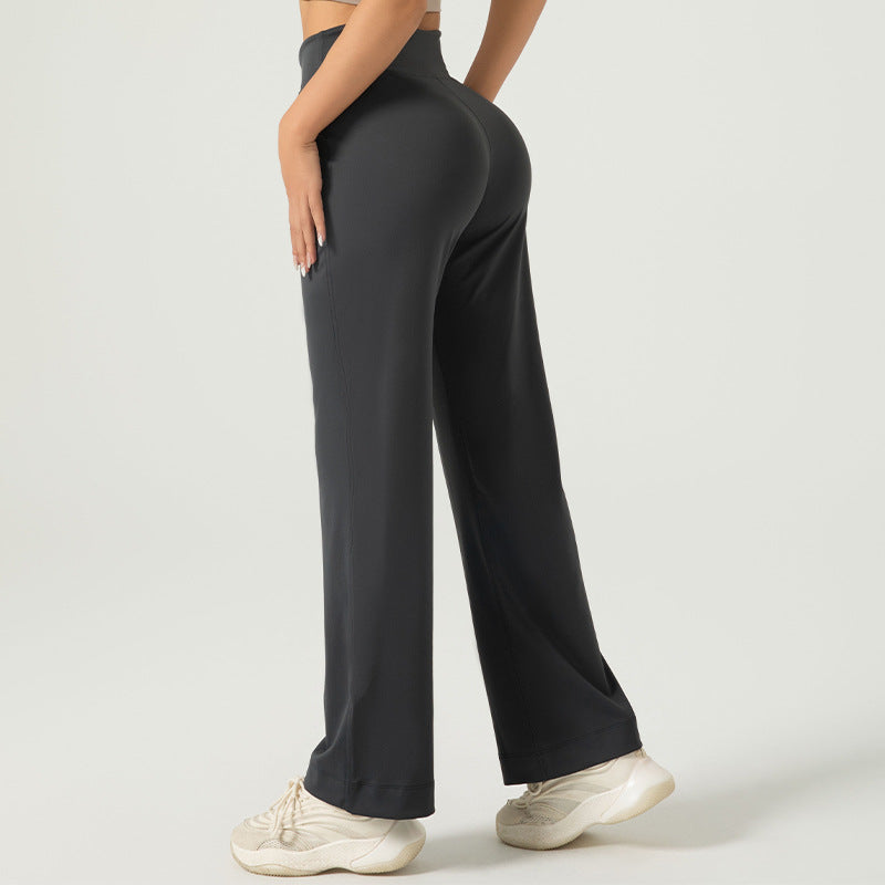 Versatile street shoot sweatpants drawstring loose nude casual trousers high elastic seamless wide leg trousers female LJYMK053