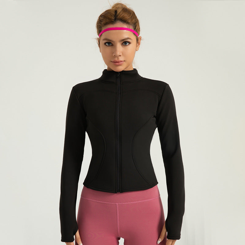 New fall and winter yoga clothing padded and thickened warm fitness clothing casual thin running yoga jacket LJYMW037