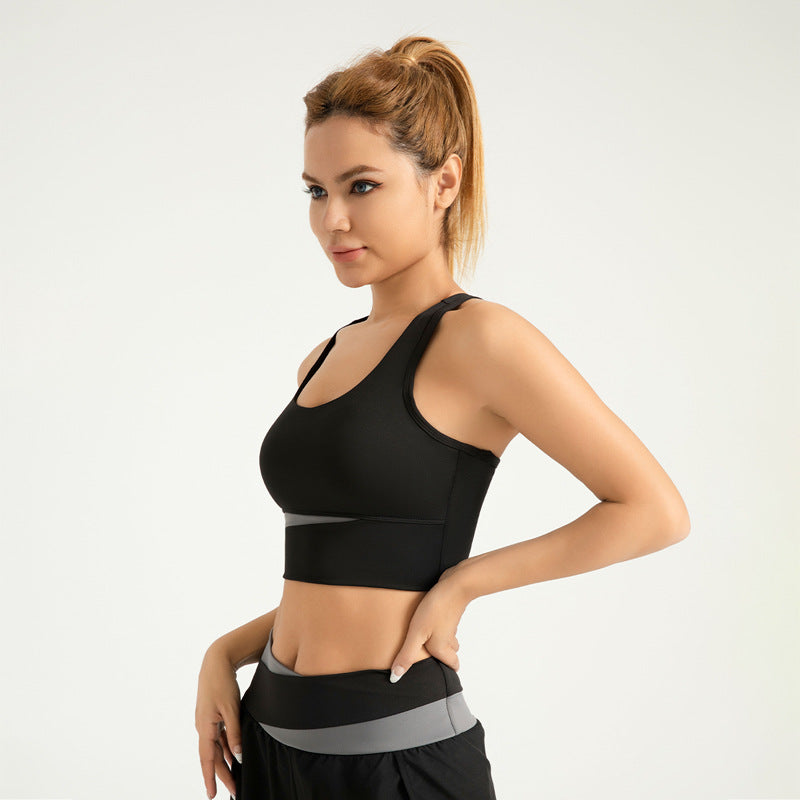 Patchwork sports underwear women's high-intensity anti-shock gathered fitness tank tops LJYMN004