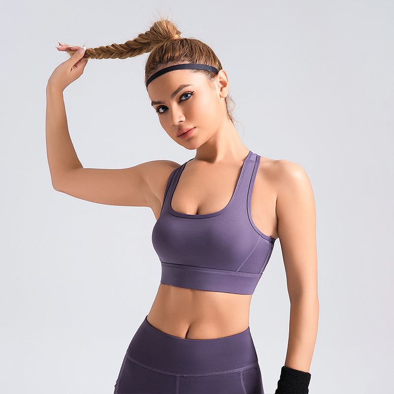 Peach row buckle sports underwear women high strength anti-shock fitness yoga back sports bra LMTWXPK01